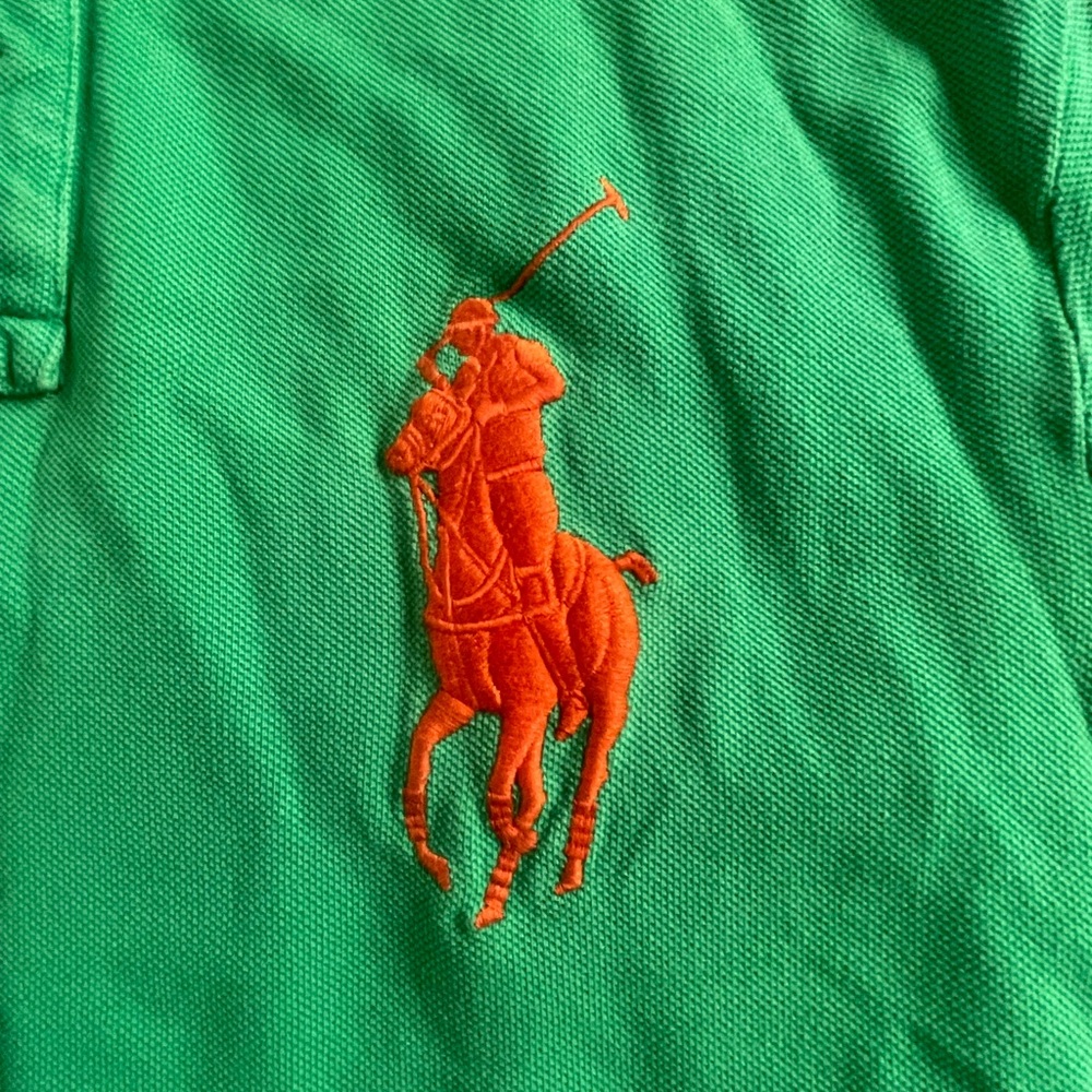 Ralph Lauren Green Big Pony Polo Shirt with Orange Logo